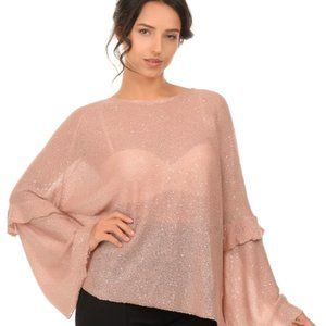 Zara Knit Sequin Top Pink Long Sleeve Large